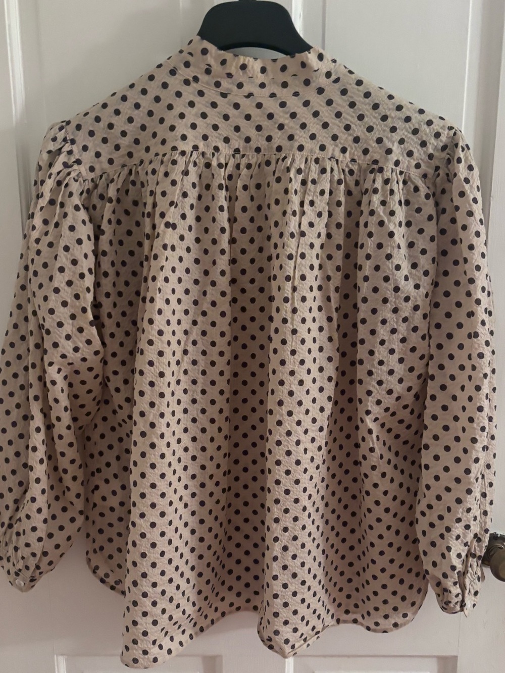 A Shirt Thing Polka Dot Cotton Button Front Blouse Made USA Oversized Large - Picture 5 of 8